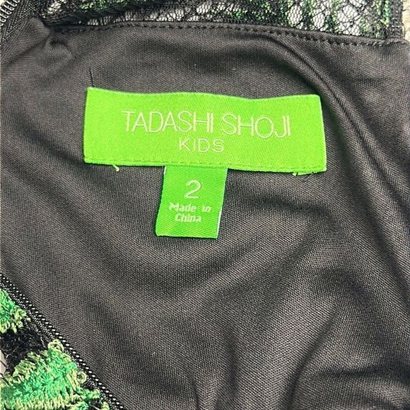 TADASHI SHOJI Kids Sleeveless Fit & Flare Lace Dress Black Green Funny Monkey 2 - Picture 10 of 13